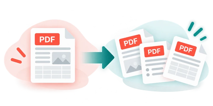 1つのPDFファイルを複数のPDFに分割するイメージ